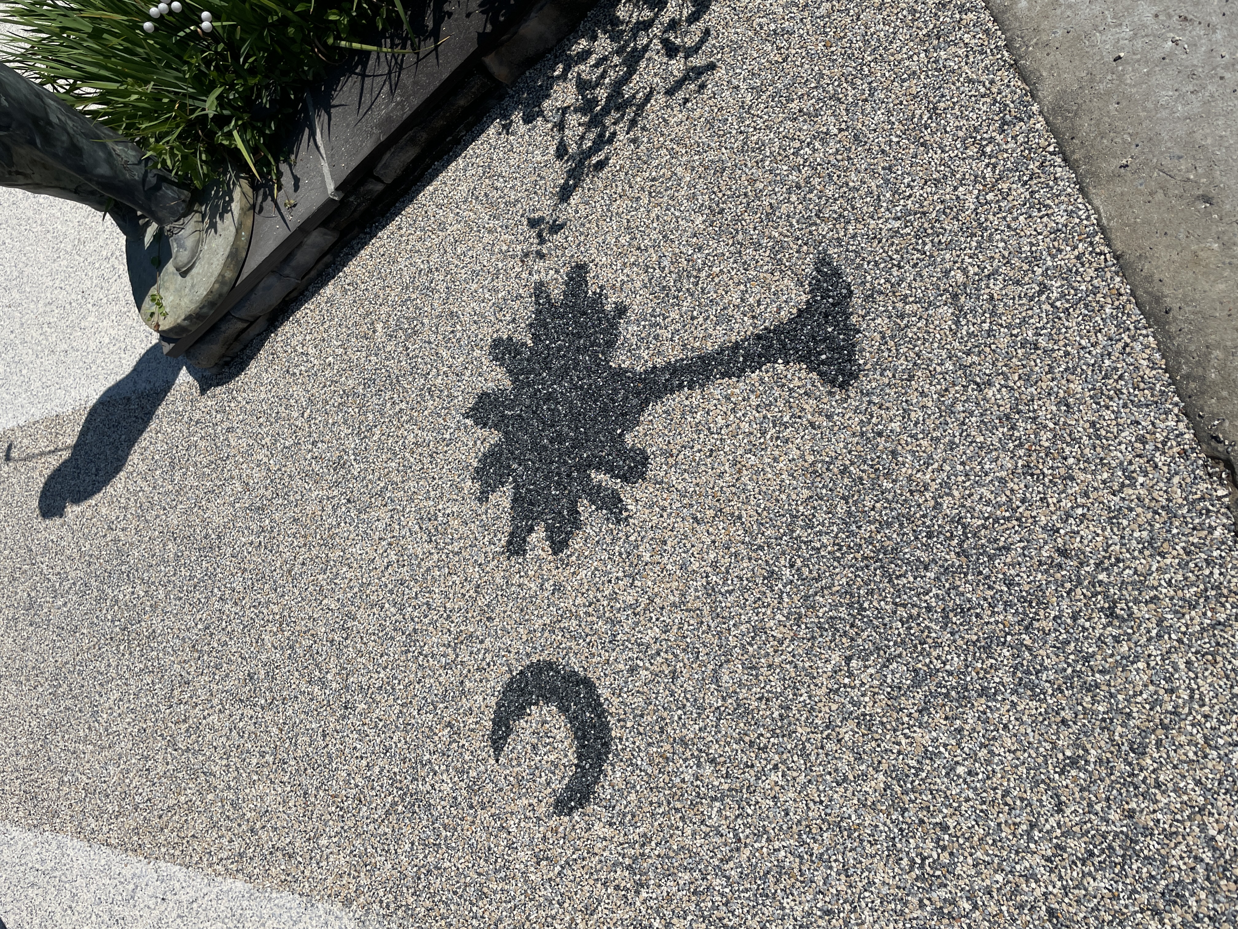Custom SC palmetto moon resin rock inlay on walkway